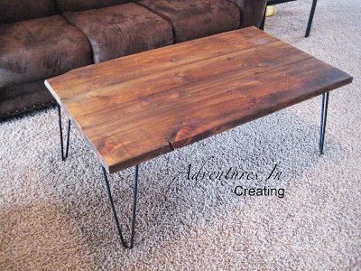 Remodelaholic | Reclaimed Wood Coffee Table with Hairpin Legs Wood Coffee Table Diy, Funky Coffee Tables, Wooden Pallet Coffee Table, Coffee Table Alternatives, Refurbished Table, Hairpin Leg Coffee Table, Hairpin Coffee Table, Colorado Cabin, Pallet Wood Coffee Table