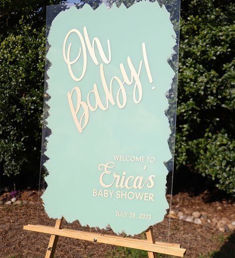 Acrylic Baby Shower Sign Diy Baby Shower Sign, Acrylic Baby Shower Sign, Paints Acrylic, Baby Shower Deco, Signs Diy, Baby Shower Sign, Simple Baby Shower, Flower Party, Shower Sign