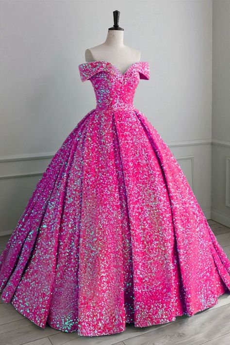 barbie pink prom dress Pink Ball Gown Dress, Hot Pink Ball Gown, Ball Gowns Fantasy, Pink Ball Gown, Ball Gown Dress, Black Dresses Classy, Fab Dress, Dinner Dress Classy, African Print Dress Designs