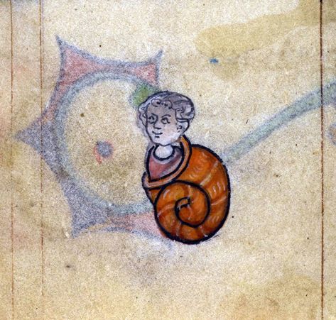 ‘The Maastricht Hours’, Liège 14th century British Library, Stowe 17, fol. 8r - Flashbak Medieval Monsters, Medieval Creatures, Funny Medieval, Medieval Marginalia, Dragon Mermaid, Unicorn Dragon, Medieval Drawings, Snail Art, Medieval Artwork