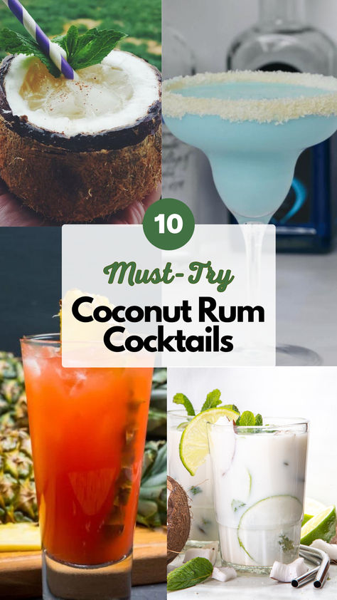 Coconut Rum Cocktails Drinks To Make With Coconut Rum, Pineapple Juice Coconut Rum Drinks, Coconut Bacardi Drinks, Coconut Rum Shots, Rum Coconut Drinks, Coconut Rum Breeze, Drinks Made With Coconut Rum, Rum Coconut Milk Cocktail, Coconut Cocktails Rum