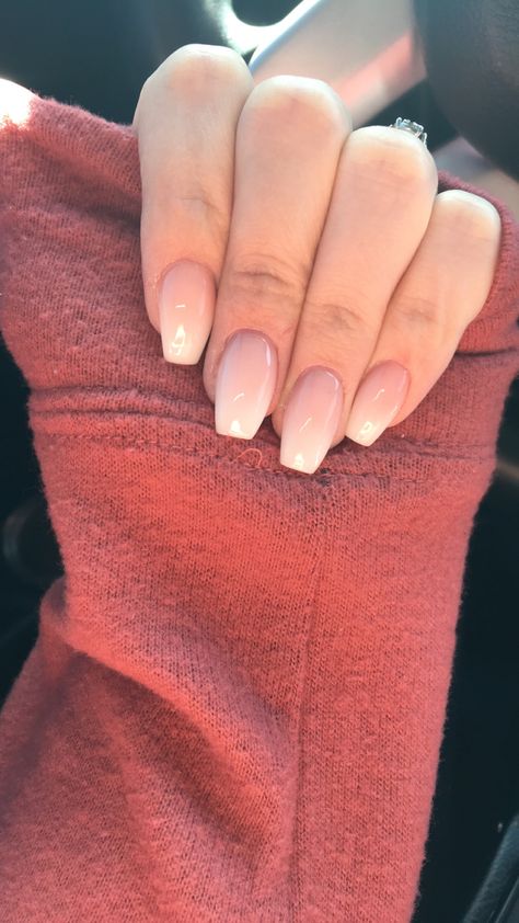 Shirt Ballerina Nails, Shorter Coffin Acrylic Nails, Round Coffin Nail Shape, Mid Coffin Acrylic Nails, Ombre Nails Squoval, Slight Coffin Shape Nails, Plain Nails Coffin, Active Length Acrylic Nails, Medium Coffin Gel Nails