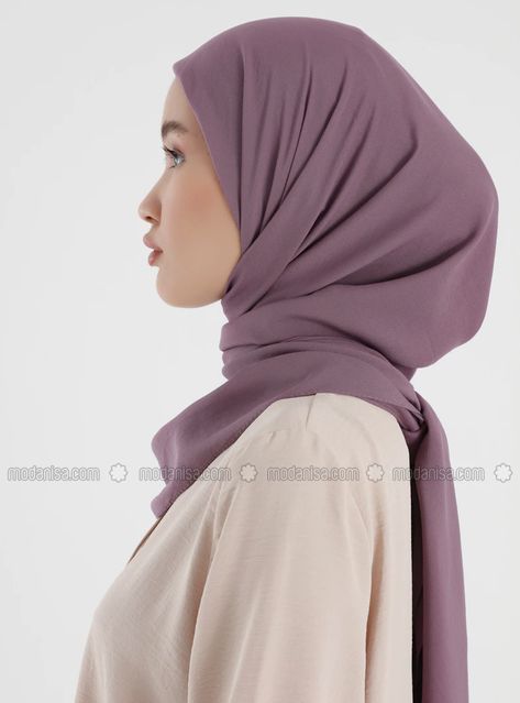 Purple Hijab, Lilac Scarf, Hijab Colors, Plain Scarves, Polyester Scarf, Chiffon Scarf, Muslim Fashion, Lilac, Chiffon