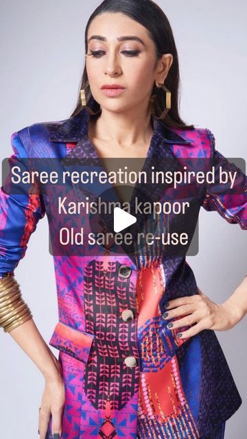 Designer Dresses From Old Sarees, Outfit From Old Saree, Kurti From Old Saree, Saree Celebrity, Dress From Saree, Co Ords Outfits, Inspirational Celebrities, Saree Look, Designer Dress