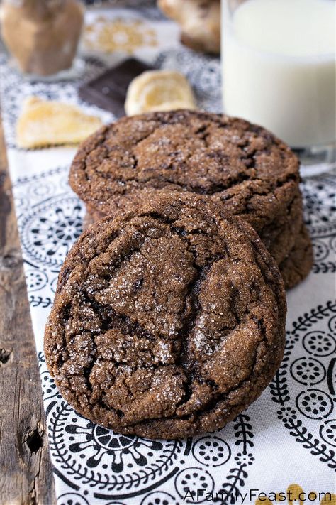 Chocolate Ginger Cookies, Gluten Free Chocolate Cookies, Ginger Chocolate, Ginger Molasses, Xmas 2022, Dark Chocolate Cookies, Candied Ginger, Small Food Processor, Family Feast