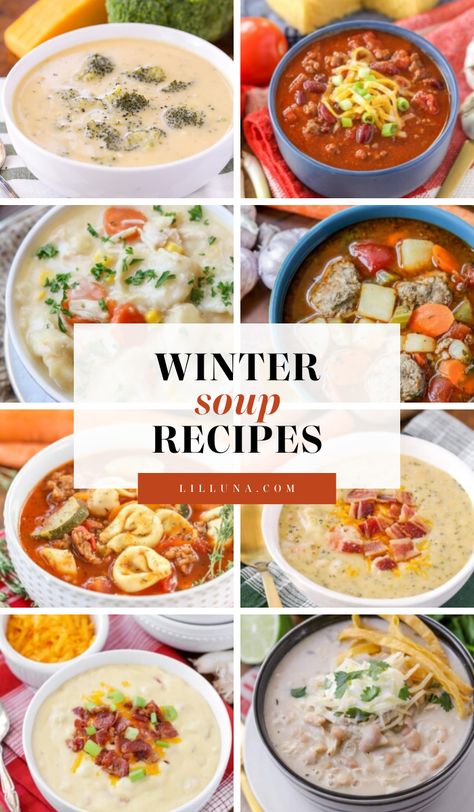 Winter SoupS Hearty Winter Soups, Winter Soups And Stews, Quick Soups, Healthy Chicken Tortilla Soup, Winter Soup Recipes, Chicken Gnocchi Soup Recipe, Cheese Burger Soup Recipes, Turkey Soup Recipe, Quick Soup