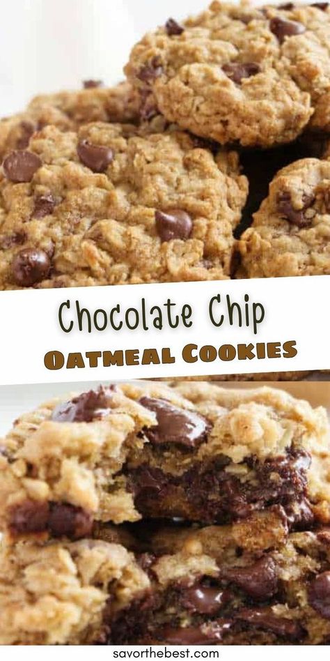 These Chocolate Chip Oatmeal Cookies are soft in the center but crispy on the edges, basically cookie perfection. Plus, our Chocolate Chip Oatmeal Cookie recipe is so quick to come together, you’ll be enjoying warm, freshly-baked cookies in no time. That’s the best part, right? Chocolate Chip Cookies Oatmeal Recipe, Peanut Butter Chip Oatmeal Cookies, Soft Chewy Chocolate Chip Oatmeal Cookies, Baked Oatmeal With Chocolate Chips, Perfect Oatmeal Cookies, Instant Oatmeal Recipes Cookies, Basic Oatmeal Cookie Recipe, Oatmeal Dark Chocolate Chip Cookies, Big Soft Oatmeal Cookies