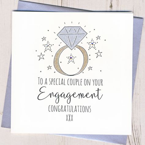 Diy Engagement Cards, Lettering Envelopes, Engagement Congratulations Card, Engagement Cards Handmade, Engagement Wishes, Wedding Shower Cards, Happy Engagement, Couple Celebrating, Engagement Congratulations