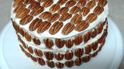 Granny’s Pecan Cake - South Alabama Cooking Divinity Fudge, Cream Cheese Icing Recipe, One Layer Cakes, 3 Layer Cakes, Yellow Cake Recipe, South Alabama, Basic Cake, Pecan Cake, Cream Cheese Icing