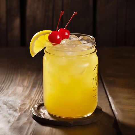 The Yellow Hammer Slammer is a sweet and fruity concoction with a strong kick from the spirits. The pineapple and orange juices provide a tropical, citrusy base, while the amaretto adds a nutty, sweet layer. The vodka and rum fortify the drink, making it both potent and smooth. Tailgate Cocktails, How To Make Yellow, Drink Making, Red Raider, Large Mason Jars, Sour Mix, Freshly Squeezed Orange Juice, Flavored Syrup, Punch Bowls