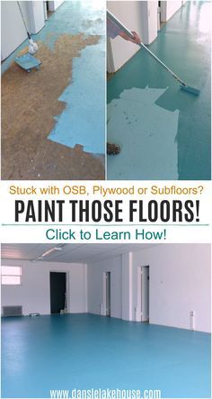 Stuck with OSB floors or plywood floors or any other kind of subfloor? Paint it! Learn how to paint OSB floors with this DIY painted OSB floors tutorial. Painted OSB floors and painted particle board floors can look good! Click through to see more painted floors tutorials and to see this OBS floor painted teal! See what products I use for a painted floor. #paintedfloor #OSBfloor #cheapflooring Painted Floor Ideas Plywood, Painted Floors In Cabin, Particle Board Floor Ideas, Painted Bedroom Floors Wood, Painted Floors Wood Plywood, Painting Chipboard Floors, How To Paint Osb Board, Paint Subfloor Plywood, How To Paint Subflooring