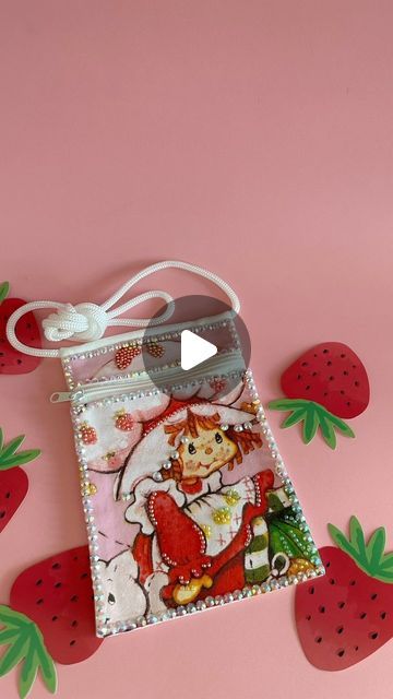 Handmade Happy Hour on Instagram: "T-Shirt Purse 🍓 Who loves Strawberry Shortcake? Create this easy DIY purse with just a few snips and some Fabric Mod Podge. I added lightweight gems to add some sparkle to the final design. #strawberryshortcake #crafts #diyfashion #handmade #purse #summervibes #tutotial" Short Cake, Handmade Purse, Fabric Purses, Diy Purse, Mod Podge, Diy Style, Strawberry Shortcake, Happy Hour, Diy Fashion