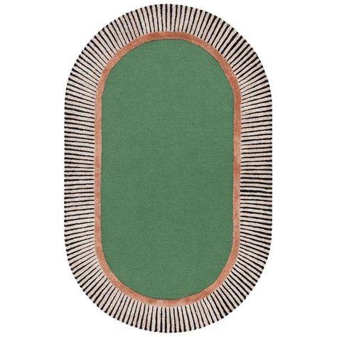 Rosecliff Heights Bolich Handmade Hand Tufted Green / Black Rug | Wayfair Oval Rug Dining Room, Round Dining Table Rug, Round Dining Room Rug, Oval Area Rug, Oval Rug, Dining Table Rug, Round Dining Room, Bedroom Oasis, Hand Tufted Rug