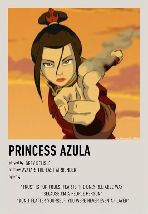 avatar: the last airbender - princess azula vintage polaroid movie poster Atla Azula, Polaroid Movie Poster, Movie Character Posters, Princess Azula, Avatar Poster, Avatar Azula, Atla Memes, Avatar The Last Airbender Funny, Avatar Cartoon