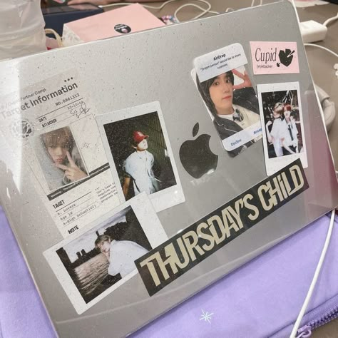 Kpop Deco Aesthetic, Laptop Decoration Ideas Aesthetic, Laptop Decoration Aesthetic, Txt Phone Case, Kpop Phone Cases Aesthetic, Macbook Decoration, Laptop Decoration Ideas, K Pop Phone Case, Macbook Decor