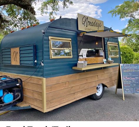 Food Trailer Diy, Camper Converted To Food Truck, Food Truck Camper, Beverage Trailer Ideas, Food Caravan, Coffee Trailer Wrap Ideas, Caravan Food Truck Interior, Camper Food Truck, Diy Food Trailer