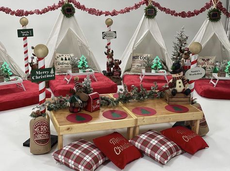 Christmas Teepee Party, Christmas Teepee Sleepover, Christmas Tent Party, Christmas Tipi, Canopy Sleepover, Christmas Slumber Party, Christmas Teepee, Glamping Christmas, Picnic Table Party