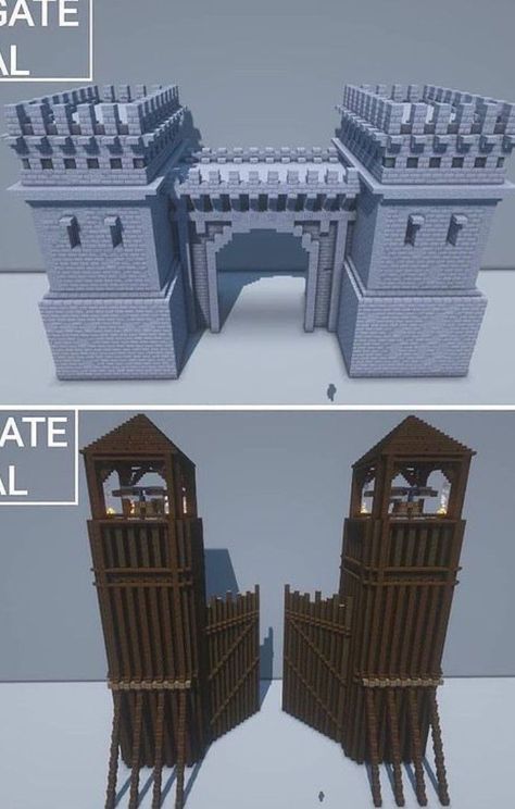 Blueprint Minecraft House, Minecraft Castle Door, Minecraft Build Inspiration, Minecraft Castle Designs, Minecraft Kingdom, Minecraft Decoration, Minecraft Mansion, Minecraft Modern, Minecraft Structures