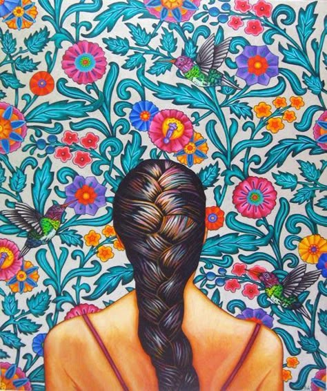 La Bloga: Chicana/Latina Hair: A Discussion About Identity and Your Pelo Journey! Mexican Art Painting, Latina Art, Theme Carnaval, Hispanic Art, Mexican Artwork, Mexican Paintings, Latino Art, Mexican Culture Art, Local Color