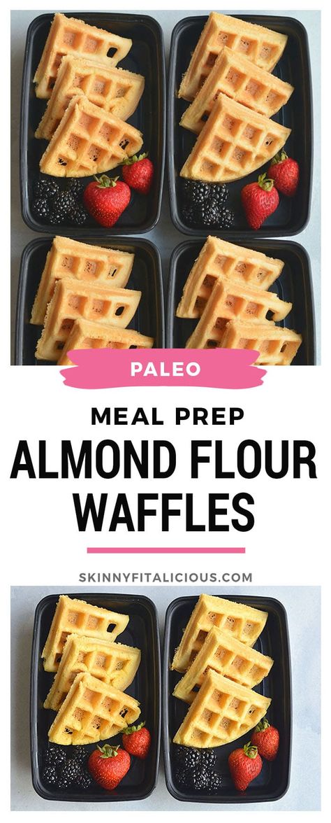 Meal Prep Almond Flour Waffles {Paleo, Gluten Free} - Skinny Fitalicious® Dairy Free Waffles, Almond Flour Waffles, Breakfast Hotel, Dairy Free Protein, Paleo Meal Prep, Healthy Waffles, Dairy Free Dinner, Dairy Free Breakfasts, Breakfast Waffles