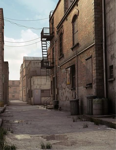 Industrial Architecture, Fire Escape, Daz Studio, Daz 3d, Scene Design, Urban Setting, Urban City, Environment Design, Environment Concept Art