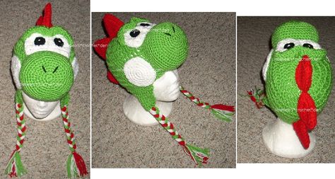 CROCHETED GREEN YOSHI HAT https://www.facebook.com/littlebearscrochetden/photos/a.302104733148166.77776.129247753767199/1438443426180952/?type=3&theater Yoshi Halloween, Crochet Yoshi, Costume Mario, Mario Crochet, Kids Hats Patterns, Mario Costume, Crochet Kids Hats, Baby Winter Hats, Crocheted Hats