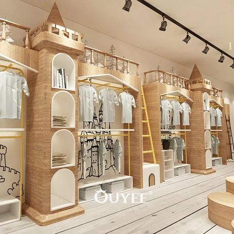 Clothing Showroom Design, Clothes Shop Decoration, Clothing Showroom, Toy Store Design, Baby Store Display, Kids Clothing Store Design, Casa Disney, Clothing Store Interior, Clothing Store Design