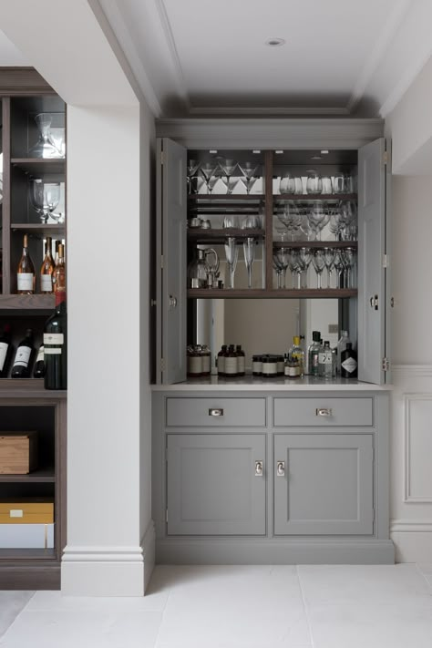 Kitchen Bar Cupboard Ideas, Drinks Unit Ideas, Humphrey Munson Bar, Built In Drinks Cabinet Ideas, Open Drinks Cabinet, Fitted Dining Room Cupboards, Built In Drinks Cabinet Kitchen, Alcove Drinks Cabinet Ideas, Kitchen Drinks Cabinet Bar Ideas