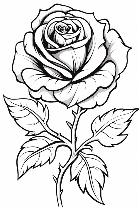 Coloring Pages Tattoo Art, Rose Colouring Pages, Roses Sketch Drawing, Painting Outlines Free Printable, Free Adult Coloring Printables Flowers, Rose Coloring Pages Free Printable, Free Printable Flower Coloring Pages, Coloring Books For Adults Free Printable, Adult Drawing Ideas