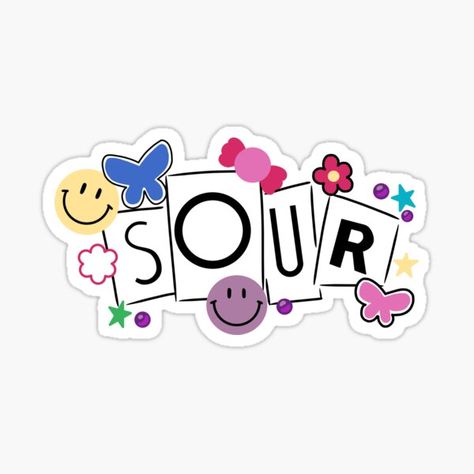 Sour Stickers, Olivia Rodrigo Sour, Olivia Rodrigo, Smiley, White