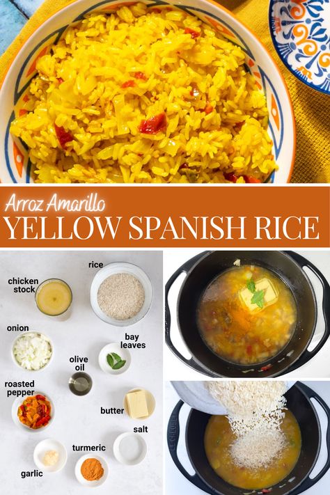 Arroz Amarillo in a bowl on top of a yellow napkin. Yellow Rice And Beans Puerto Rican, Diy Yellow Rice, Yellow Rice In Rice Cooker, Mahatma Yellow Rice Recipes, How To Make Yellow Rice, Cuban Yellow Rice Recipe, Yellow Rice Recipe Spanish, Mexican Yellow Rice Recipe, Arroz Amarillo Recipe