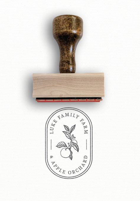 Custom Stamp - Family Farm + Apple Orchard - Logo Stamp — Modern Maker Stamps Orchard Branding, Farm Logo Design Branding, Orchard Logo, Stamp Logo Design, Farm Logo Inspiration, Custom Stamp Logo, Farm Branding, Farm Logos, Packaging Stamps