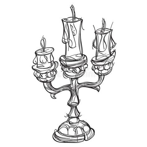 Candlestick on three candles. Vintage household items. Cartoon drawing for gaming mobile applications. Illustration for. Coloring royalty free illustration Candle Art Drawing, Coloring Illustration, Candles Vintage, Icon Game, Candle Drawing, Candle Tattoo, Three Candles, English Vocab, Mobile Applications