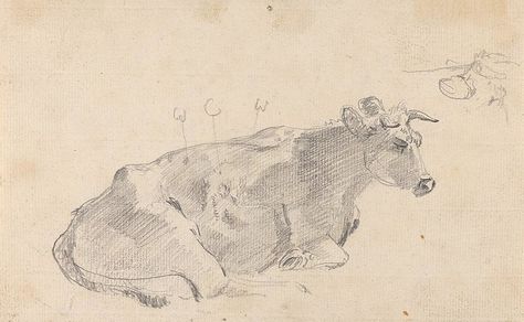 Cow Laying Down Drawing, Cow Lying Down, Cow Laying Down, Cow Sitting, A Cow, British Art, Art References, Wikimedia Commons, Drawing Reference