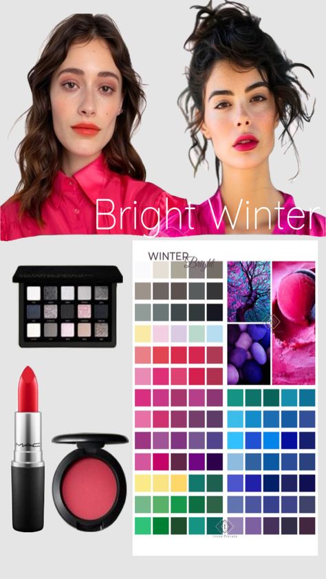 Bright Winter Color Palette Makeup, Bright Winter Makeup, Bright Winter Color Palette, Bright Winter Outfits, True Winter Color Palette, Winter Colours, Winter Palette, Clear Winter, Bright Makeup