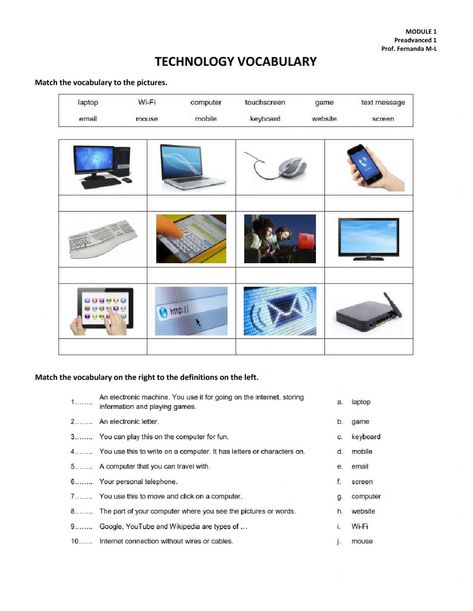 Technology Worksheets, English Pictures, Technology Vocabulary, Speaking Activities English, Esl Reading, Vocabulary Exercises, Kids Technology, English Teaching Materials, Esl Vocabulary