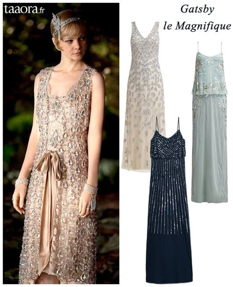 La mode des années folles : inspiration by Les Cachotières/ Robe de soirée années 20 Gatsby Le Magnifique Estilo Charleston, Look Gatsby, 1920s Looks, 20s Dresses, Vintage Party Dresses, Prom Decor, Gatsby Dress, Wedding Guest Style, 30s Fashion