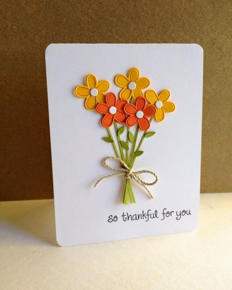 Thank You Card Ideas Homemade, Thankful For You, Handmade Thank You Cards, Paper Smooches, Flower Leaf, Birthday Cards Diy, Card Making Inspiration, Handmade Birthday Cards, Simon Says Stamp