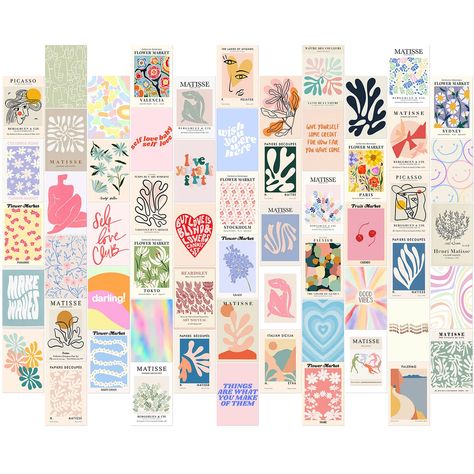 Danish Pastel Wall Collage, Pastel Wall Collage, Danish Pastel Room Decor, Collage Kit Aesthetic, Beach Room Decor, Danish Pastel Room, Beach Wall Collage, Danish Pastel Aesthetic, College Walls