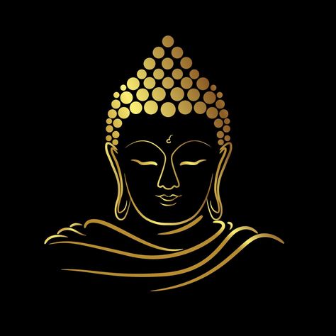 Golden face buddha with golden border isolate on black background Buddha In Black Background, Black Buddha Art, Black Golden Painting, Buddha Vector Art, Watch Faces Background Black, Buddha Face Drawing, Buddha Face Painting, Watch Faces Background, Painting On Black Background