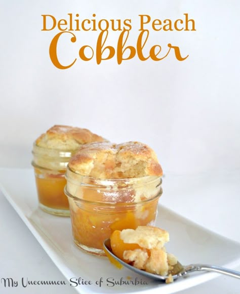 Peach Cobbler in a jar recipe Peach Cobbler In A Jar Recipe, Cobbler In A Jar, Mason Jar Desserts Recipes, Mason Jar Pies, Mason Jar Cakes, Jar Meals, Mason Jar Desserts, Cheesecake In A Jar, Jar Recipes