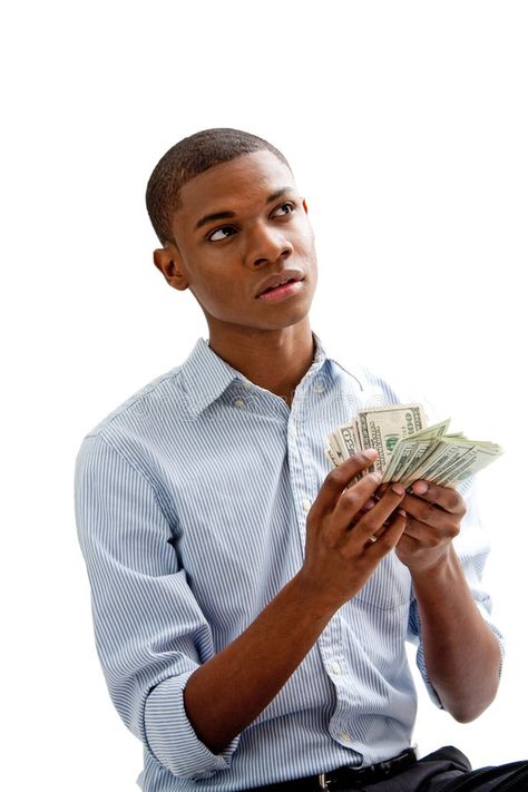 Counting money. African man holding and counting money, isolated , #Ad, #African, #money, #Counting, #man, #isolated #ad Holding Money Pose, Man Holding Money, Money Counting, Picture Of A Person, Counting Money, Think Deeply, Pose References, Financial Planner, African Men