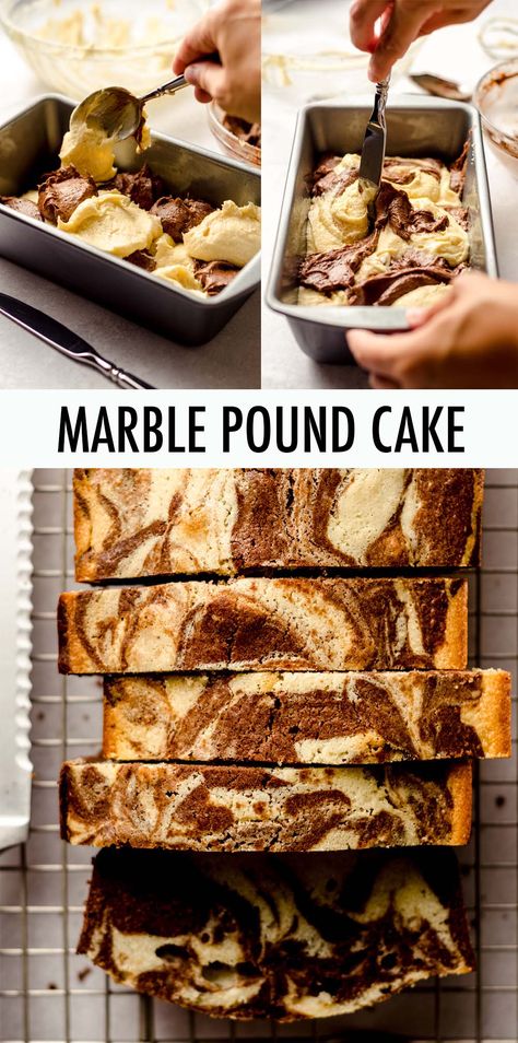 Chocolate Swirl Pound Cake, Marbled Pound Cake, Marble Pound Cake Recipes Moist, Marble Pound Cake Recipe, Cake Recipes Marble, Pound Cake Loaf Recipe, Pound Cake Bites, Pound Cake Recipes Moist, Hobby Baking