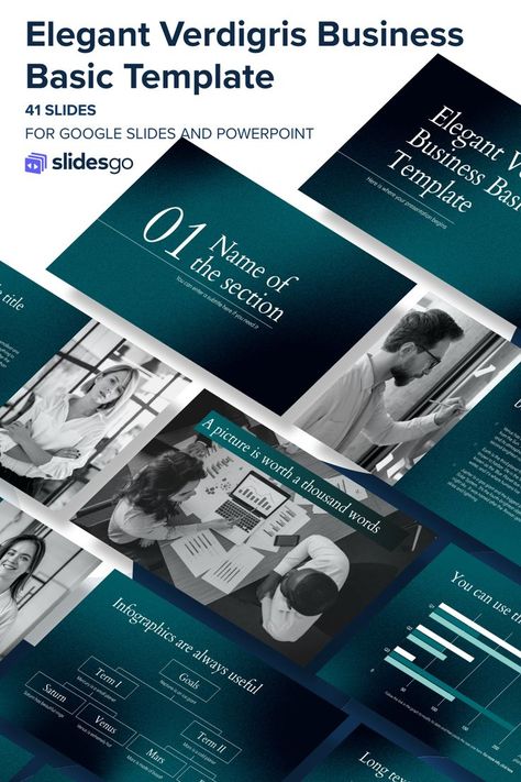 Elegant Verdigris Business Basic Template Formal Presentation, Google Themes, Business Elegant, Project Proposal, Power Point Template, Template Google, Google Slides Themes, Canva Design, Business Presentation