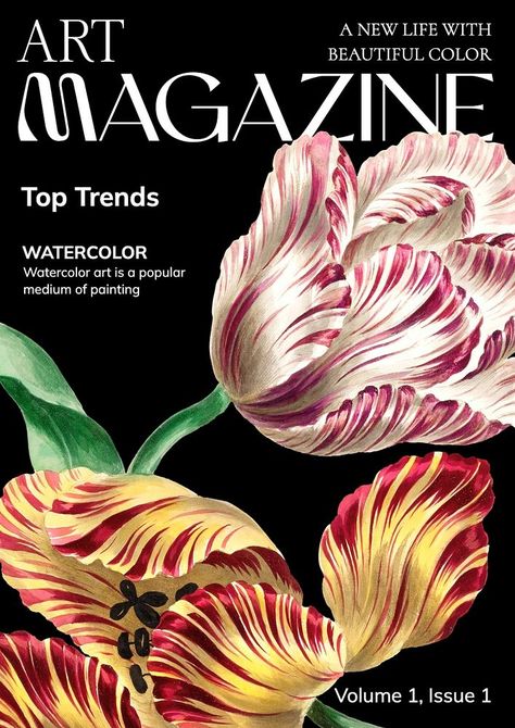 Art magazine poster template | premium image by rawpixel.com / Benjamas Tulip Flowers Aesthetic, Magazine Template Layout, Magazine Poster, Garden Magazine, Aesthetic Floral, Magazine Cover Design, Art Magazine, Flowers Aesthetic, Awesome Designs