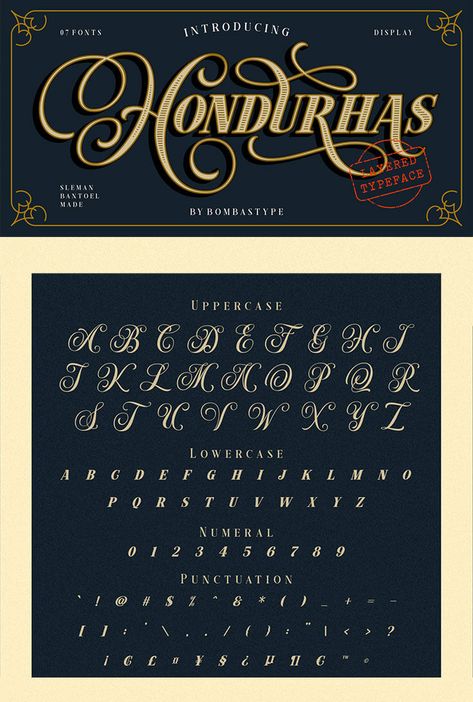 Free Hondurhas #Vintage #Script #Font is a new concept that combined script uppercase to serif lowercase for display purposes. It comes up with many playful alternates, so you could mix and match for your needs. This font is perfect for your many design projects, such as Flyer, Logo Design, Badge, Packaging, Invitation and more. via @creativetacos Vintage Script Lettering, Simple Script Font, Badge Packaging, Script Fonts Alphabet, Vintage Script Font, Cursive Fonts Alphabet, Fonts Vintage, Popular Free Fonts, Vintage Script Fonts