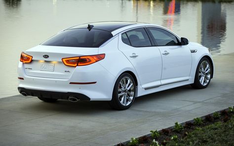 Kia Optima Turbo, Optima Car, 2015 Kia Optima, Honda Accord Sport, Sedan Cars, Kia Motors, Kid Friendly Travel Destinations, White Car, Kid Friendly Trips