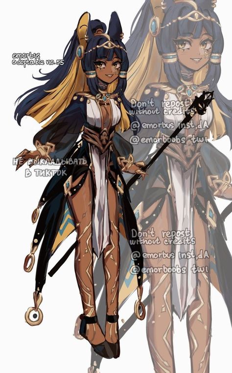 Egyptian Character Design, Genshin Oc, Clothing Design Sketches, Black Characters, Fashion Design Drawings, 영감을 주는 캐릭터, Female Character Design, Fantasy Clothing, Fantasy Fashion