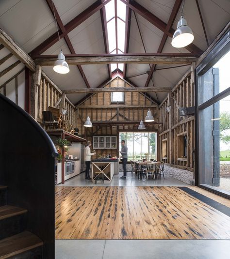 Gallery of The Ancient Party Barn / Liddicoat & Goldhill - 1 Party Barn Interior, Ranch Interior, Barn House Interior, Barn Living, Barn Interior, Barn Renovation, Plans Architecture, Converted Barn, Modern Barn House