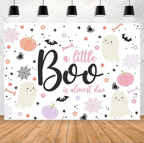 A Little Boo Is Almost Due Halloween October Baby Shower Theme Idea Decorations for Baby Girl Halloween Party Backdrop, Little Boo Is Almost Due, Mickey Halloween Party, Halloween Baby Shower Theme, Baby Shower Sash, Boy Baby Shower Ideas, Baby Shower Photo Booth, Birthday Party Photography, Baby Shower Clipart